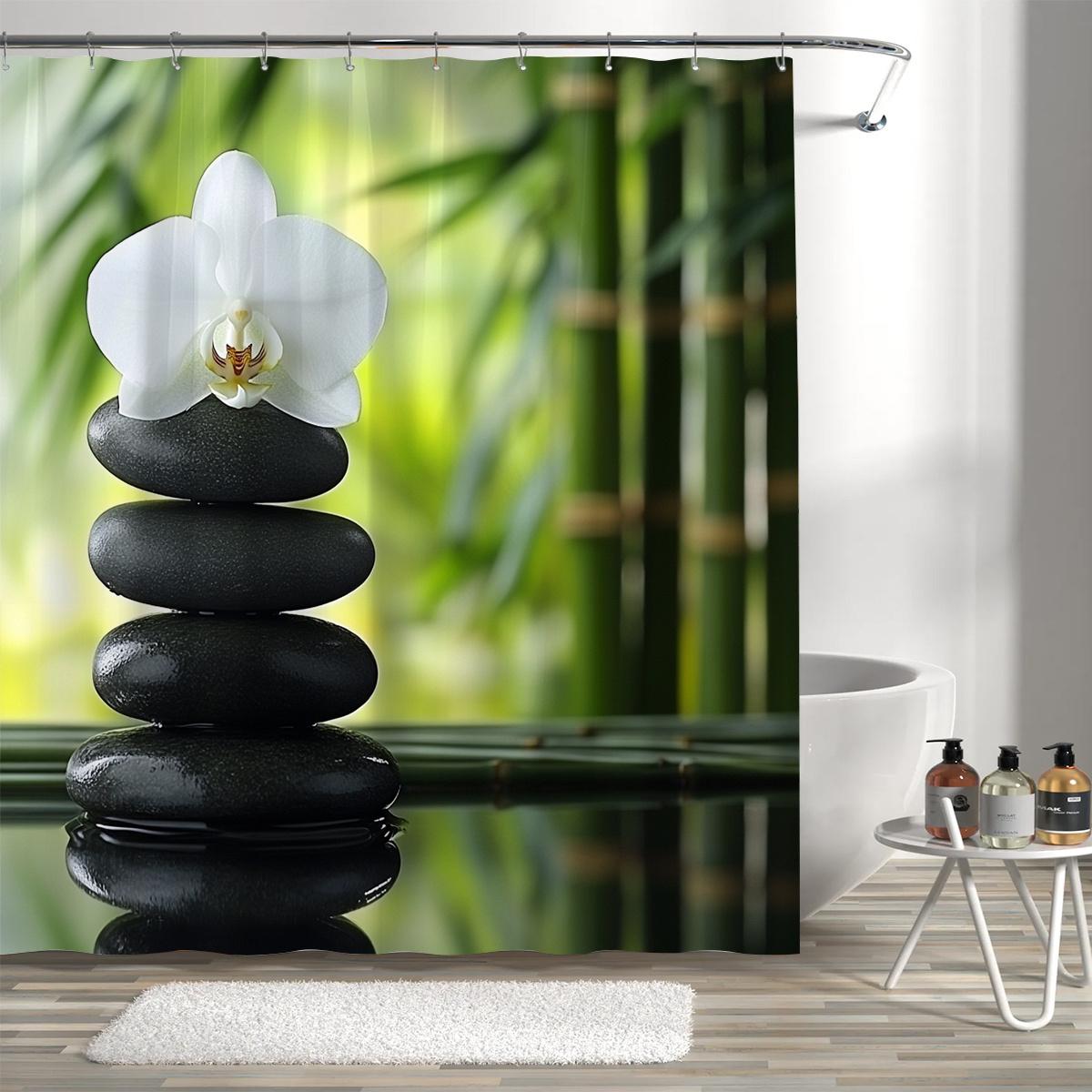 

1Pc Beautiful Pebble Themed Digital Printed Shower Curtain, Made Of Polyester Fabric With Hooks, Bathroom Accessories, Suitable W60H190(CM)-1 Pcs