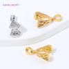 18K Gold Plated Brass Pendant Pinch Bail For Jewelry Making,With Zircon Bail Holder For Pendant,DIY Necklace Accessories