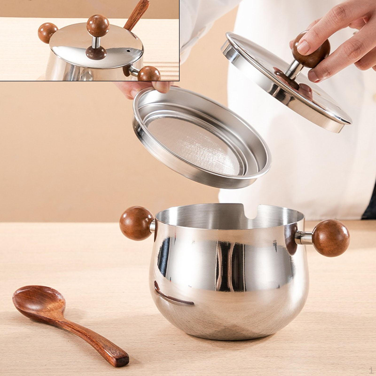 

Container Oil Storage 304 Stainless Steel with Handles Household Kitchen Decor Ghee Pot