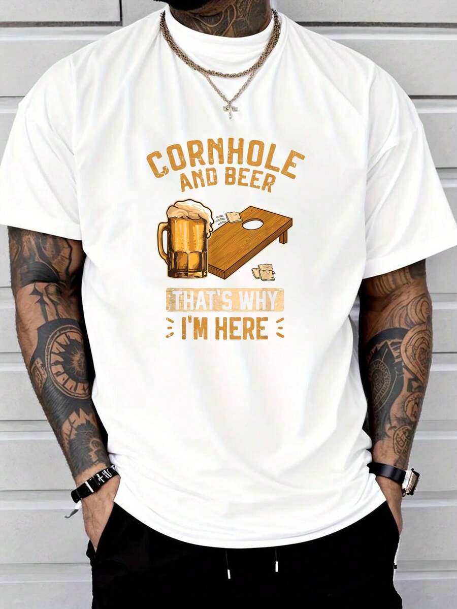 

Cornhole And Beer That s Why I m Here Sack Toss Game Unisex T-Shirt L