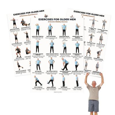 3Pcs Tai Chi Workout Posters Seated Exercise Chart with 16 Gentle Chair Yoga Movements Tai Chi Instructions for Beginners Seniors