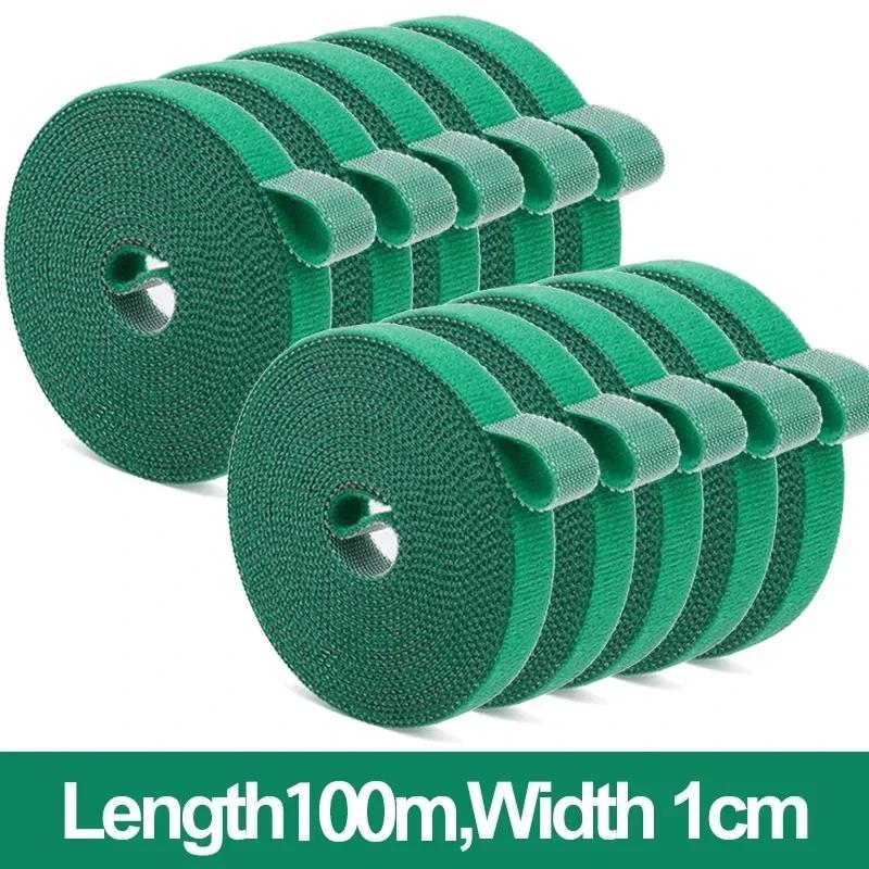 Garden Twine Bandage Plant Nylon Cable Tie Self Adhesive Green Adjustable Plants Hook Loop Support Reusable Fastener Tape Strips