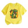 Kids Boys Girls 100% Cotton Crew Neck Short Sleeve T-Shirt, Cute Angry T-Rex Dinosaur Rawr Print Casual Comfortable Tees for Children Daily Wear
