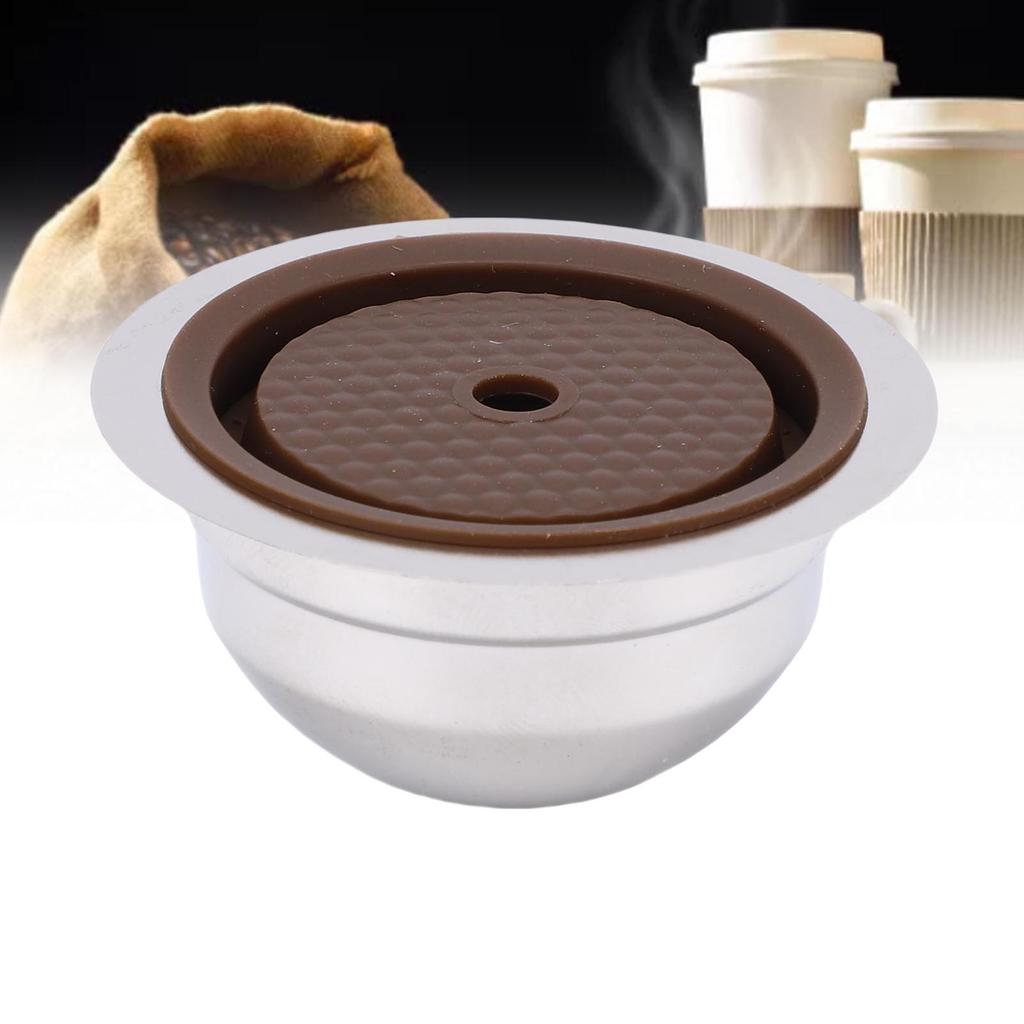Capsula Caffè Riutilizzabile Adatta per Linea Macchina da Caffè Filtro Caffè Ricaricabile in Acciaio Inossidabile 304 con Spazzolino e Cucchiaino