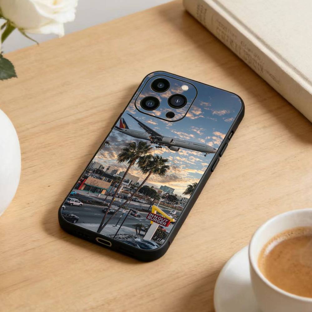 A-Airplane  Phone Case For iPhone 17 16 15 14 13 12 Max Plus Silicone Black Cover