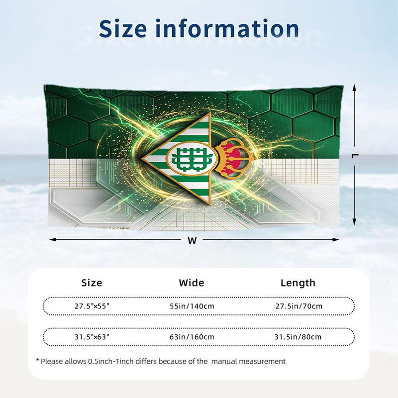 Real Betis Football Beach Towel Soft Microfiber Summer Towel Quick Dry Absorbent Towel for Beach Swimming Pool Travel