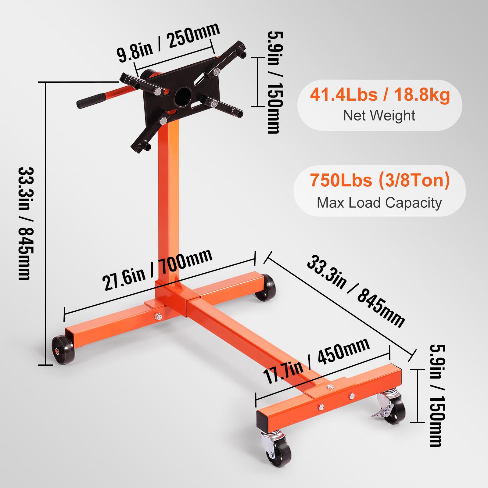 SucceBuy Engine Stand 750/1300/1500 lbs Rotating Engine Motor Stand with 360 Degree Adjustable Head Dolly Vehicle Auto Repair 750 lbs