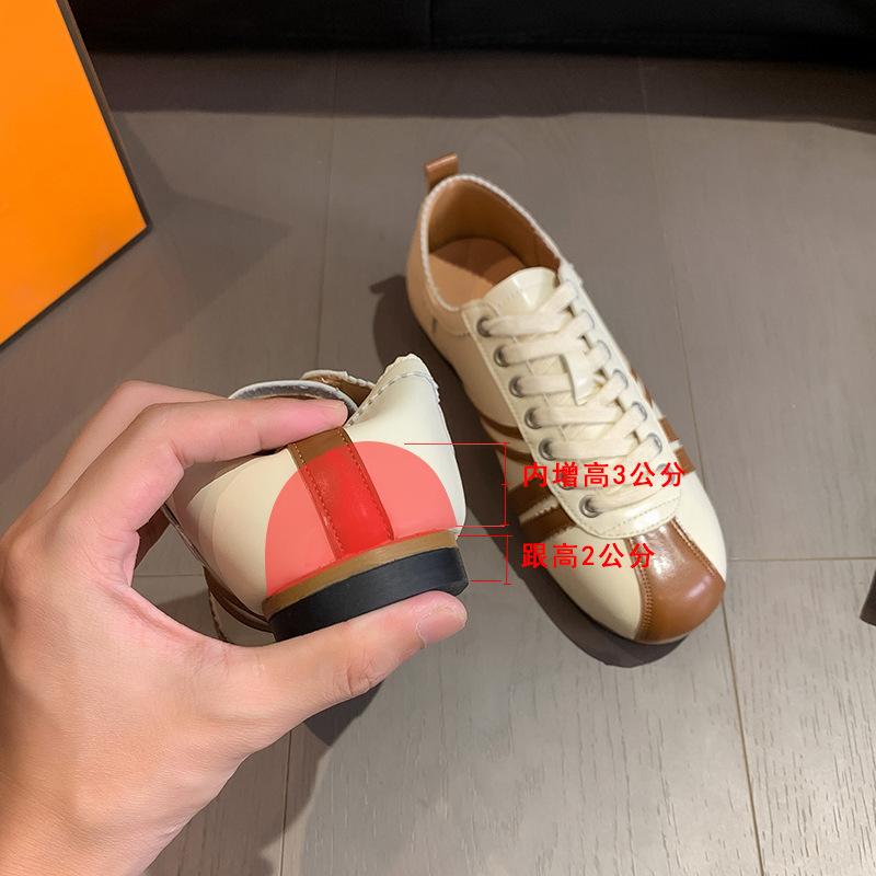 Dexun Shoes Women's Niche Design Color Matching Forrest Gump Shoes Low Heel Lace-up Inner Height Increase Versatile Round Head Casual Sports Shoes W