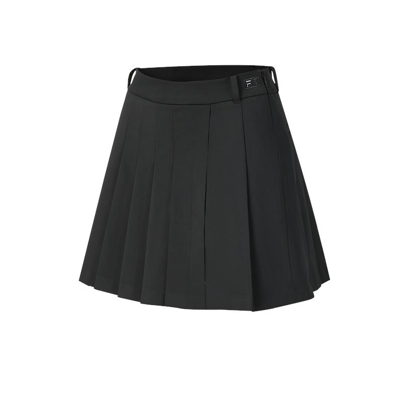 FILA Golf Series Simple Fashion Pleated Casual Skirt Women skirts Deep-Black A11W625305FBK S
