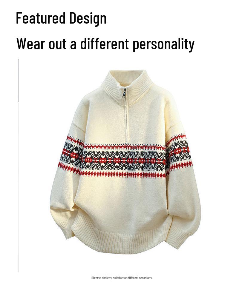 Pull en tricot pour homme à col semi-haut Hiver 2025