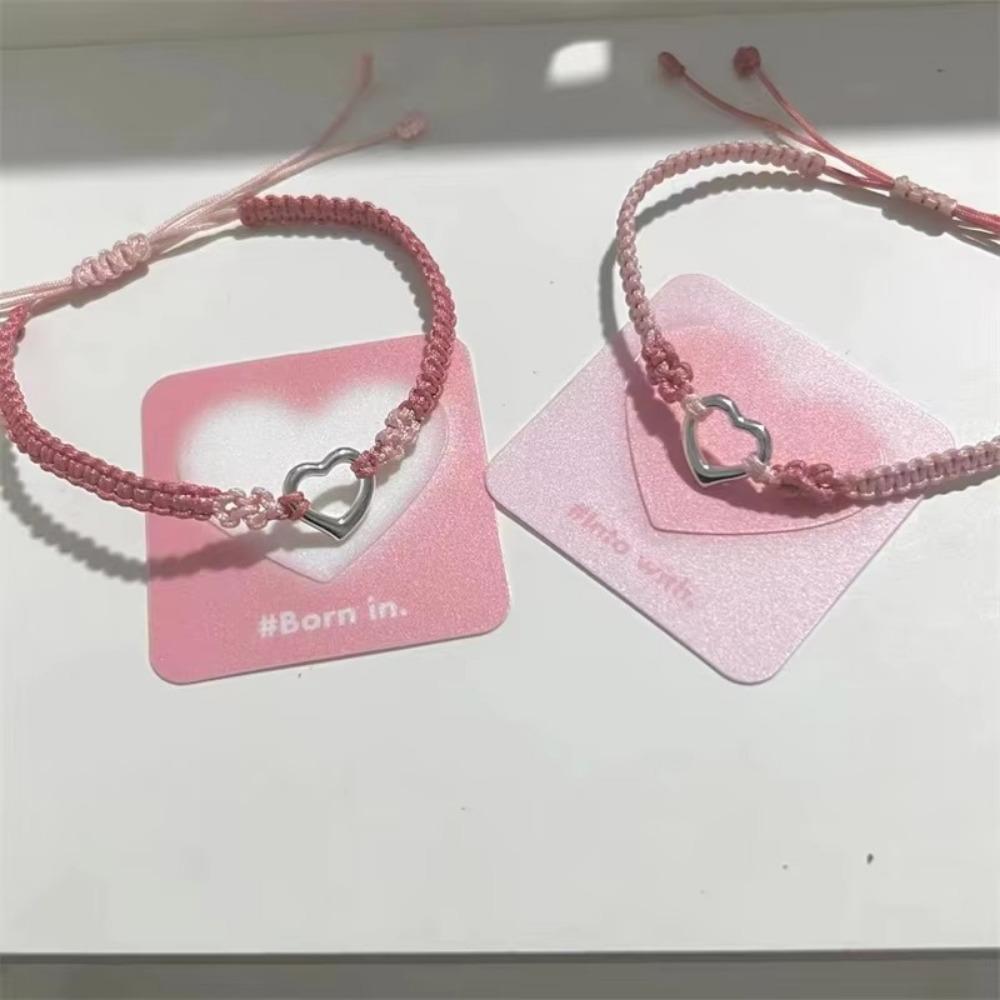 Pink Couple Bracelet Handmade Chain Bracelet Fashion Braided Hand Rope  Bestie Friendship Jewelry