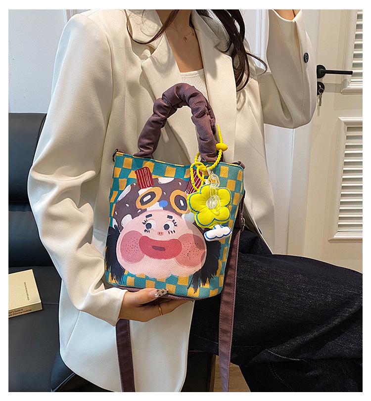 Damen Graffiti Illustration Schultertasche - Lustiges & Frisches Crossbody Bucket Design