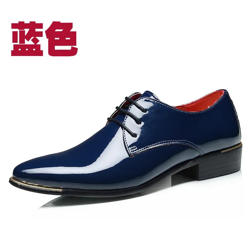 Pánské špičaté kožené boty Formální společenská obuv Kreativní Velké Obchodní Svatba Pánské boty Sapato Social Masculino Lakovaná kůže