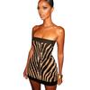 Zebra Print Strapless Backless A-Line Mini Dress for Women