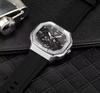 Forsining Mens Skeleton Automatic Self Wind Mechanical Movement Watches Waterproof Luminous Square Dial Silicone Strap Wrist Watch