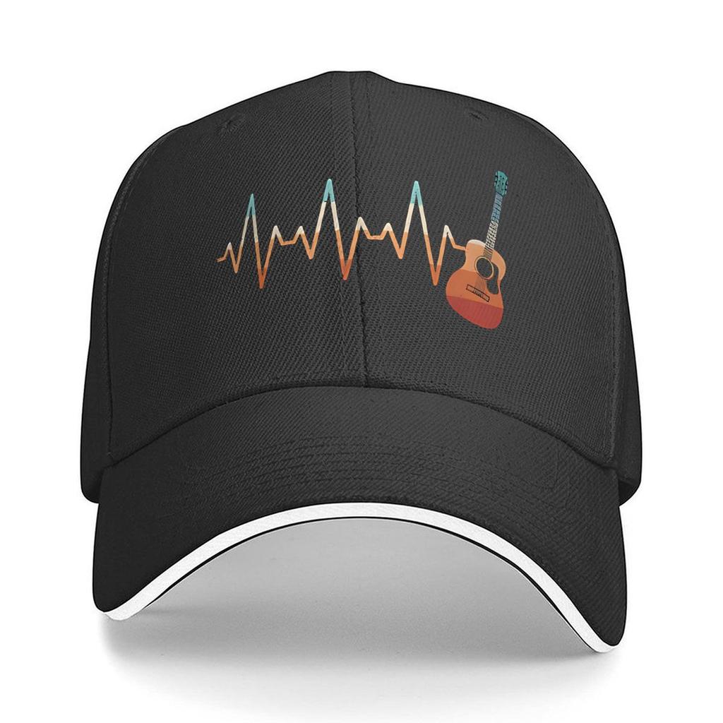 Melodic Heartbeat Guitar Waveform Mashup Design Sandwich Baseball Cap For WoUnisexs Unisex FeUnisex Beach Dad Hat