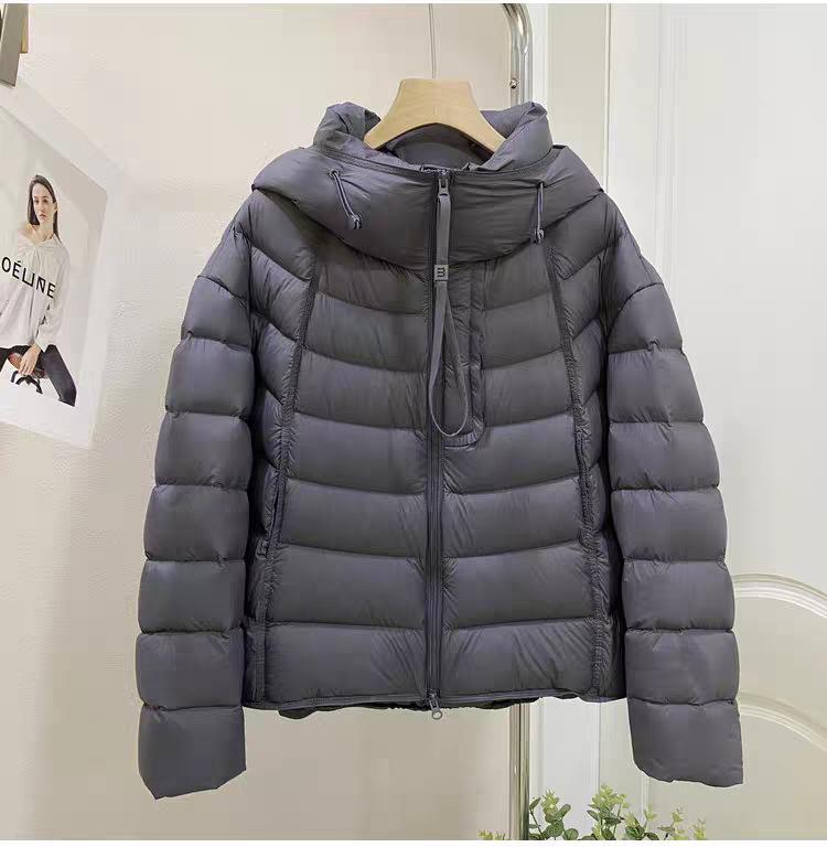 White duck down ribs winter new down jacket women's short hooded puffs bread jacket trendy