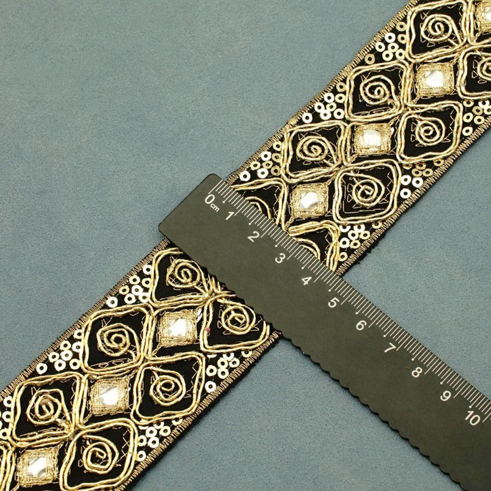 Nastro di Pizzo Ricamato a Rete Largo 4,5 cm 10 Metri Nastro di Pizzo con Paillettes Nastro di Tessuto in Pizzo Cucito Fai da Te