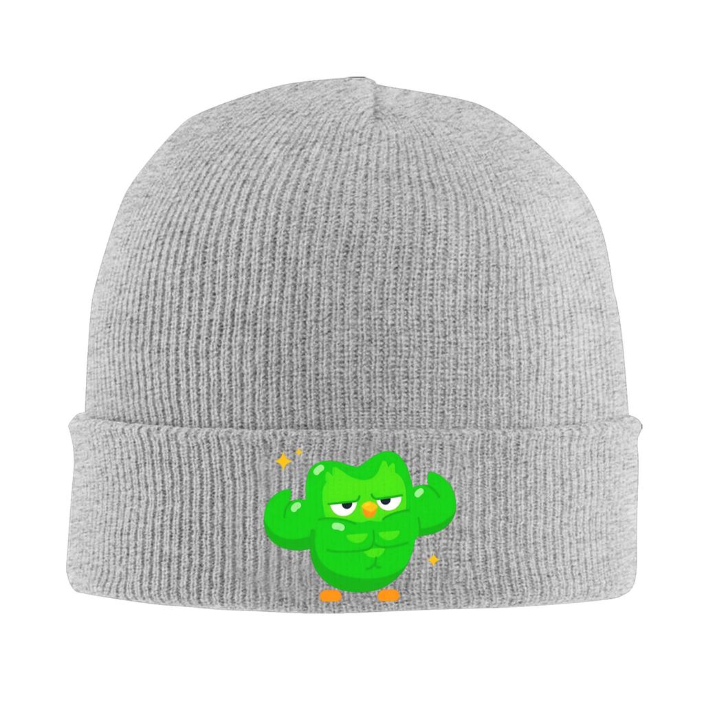 Minimalistisches Duolingo Lustiges Duolingo Meme Strickmütze Street Y2K Kappen Erwachsene Unisex Kpop Beanie Mützen Winter Elastische Mützen
