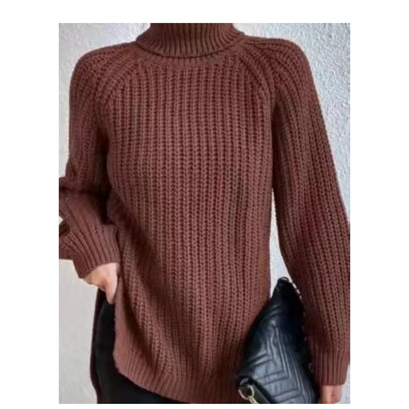 Toamnă și iarnă 2023, nou pulover transfrontalier cu guler înalt, mânecă lungă raglan, rever înalt, îmbrăcăminte moale și confortabilă pentru femei