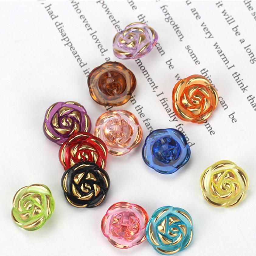 30 Pezzi Bottoni Fiore Rosa Acrilico Bottoni Camicie Maglioni Accessori Cucito Artigianato Fai da Te