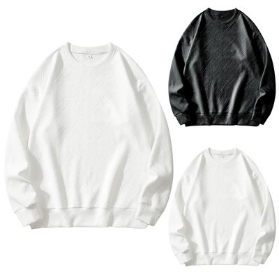 Herren Winter Einfarbig Gestreift Casual Tops Langarm Rundhals Sweatshirt