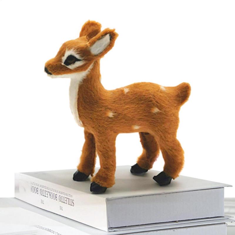 1Pc Simulation Plush Animal Cute Sika Deer Reindeer Xmas Home Decor Standing Ornament Christmas Elk Scene Arrangement Props