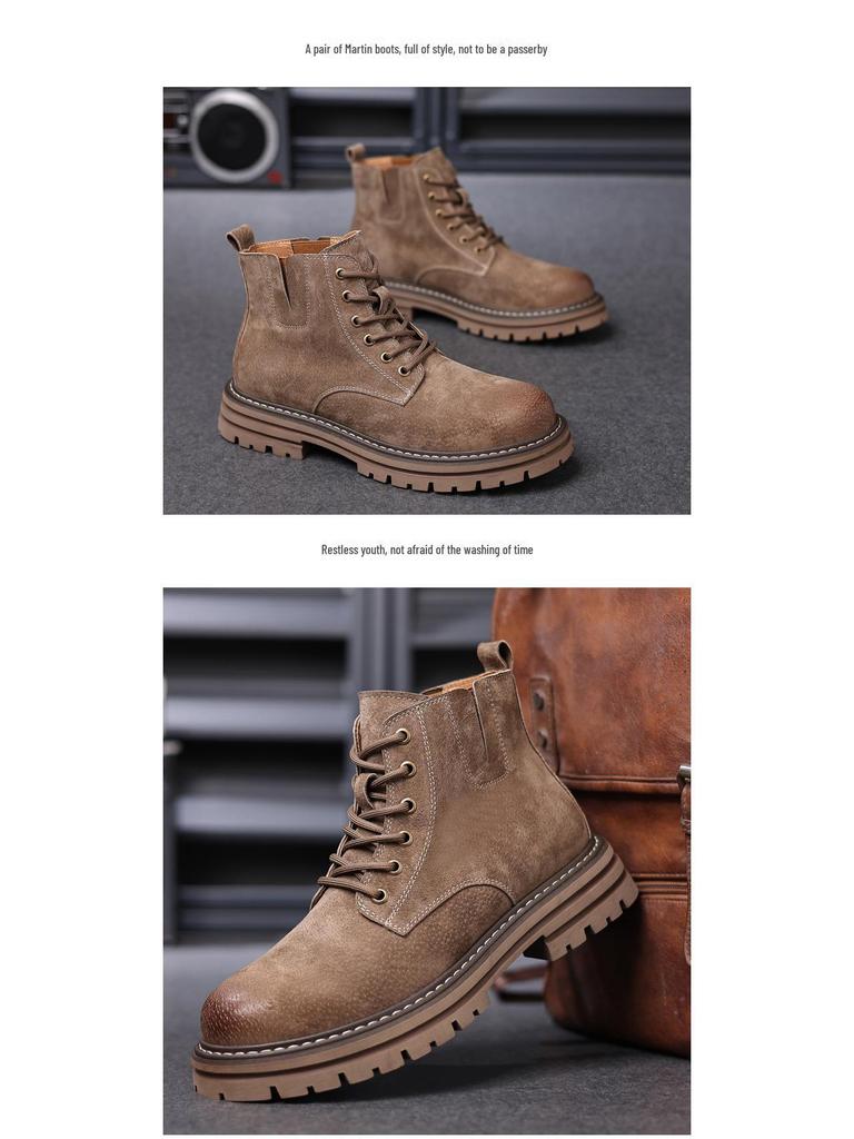 2024 Autumn Men's High-Top Casual Leather Retro Desert Boots - British Style