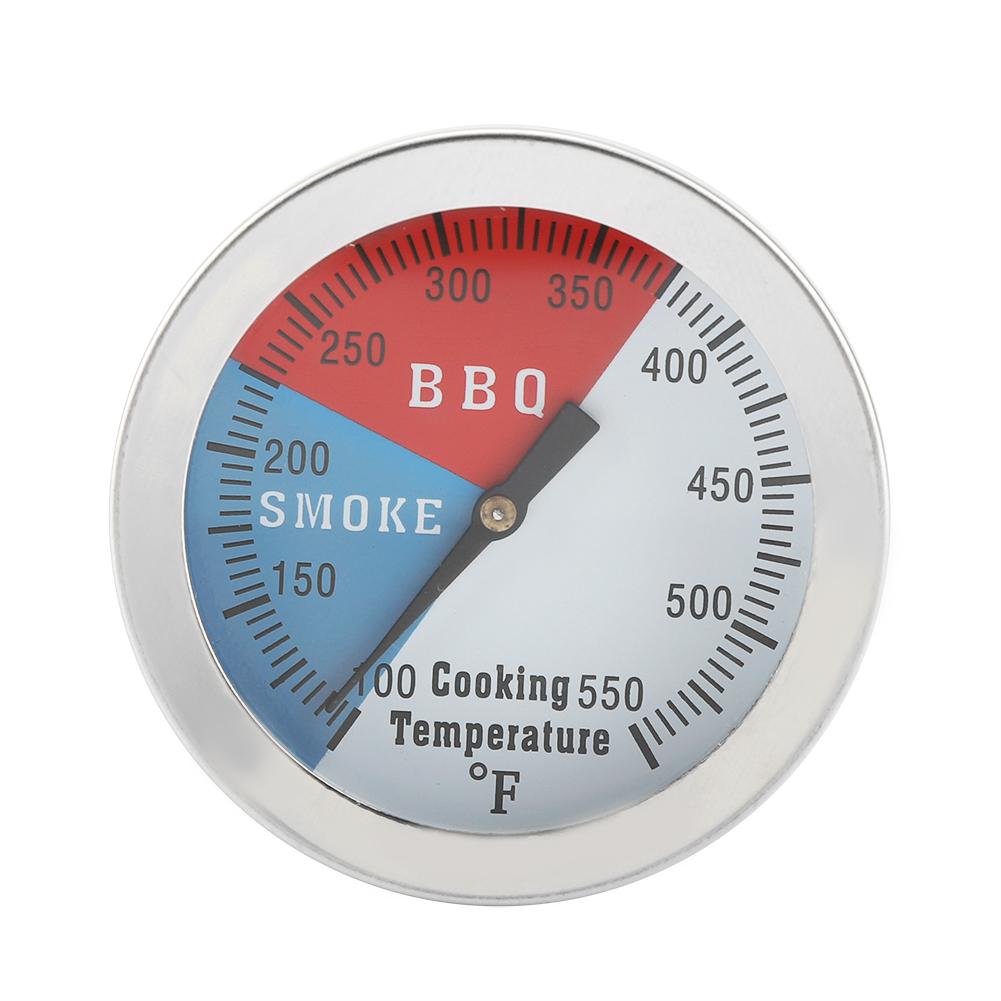 Stainless Steel BBQ Thermometer 100-550 Fahrenheit  Round Hood Temperature for Barbecue Oven Grill