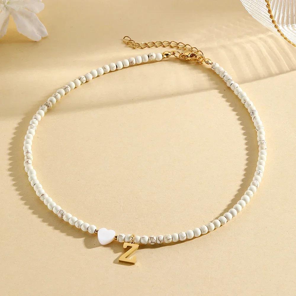 Bohemian Choker Neck Necklaces Heart-shaped Shell Letter Pendant Beads Women Necklace Woman Trend Jewelry Gift 2025