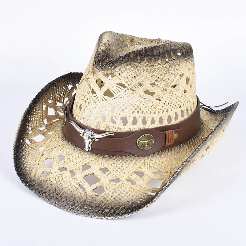 Summer Sun Hats 2026 Western Cowboy Hat for Women Men Hollow Out Vintage Panama Beach Jazz Cap Straw Sun Protection Hat