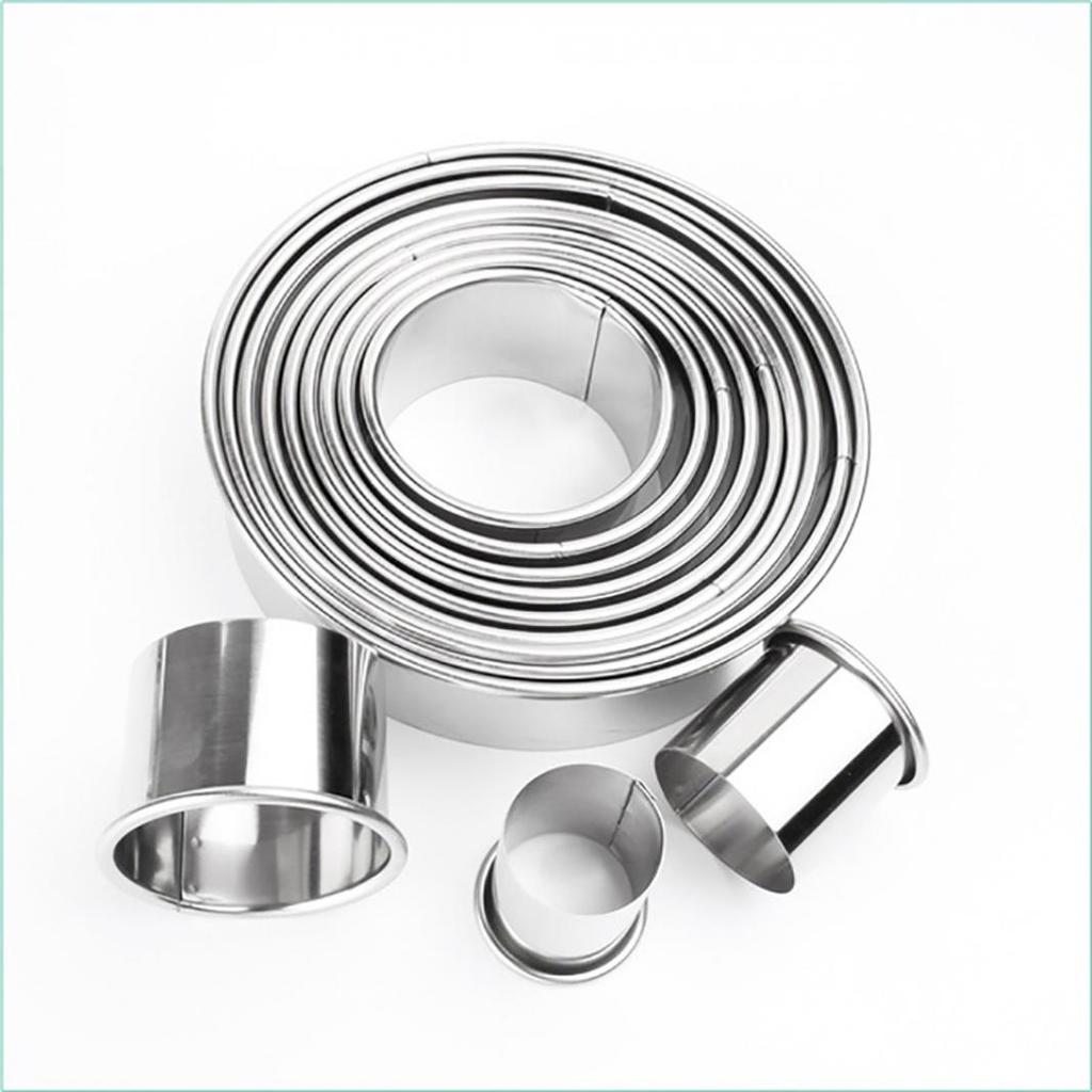 Buy 12Pcs Stainless Steel Round Mousse Fondant Cake Mold Cookie Cutter