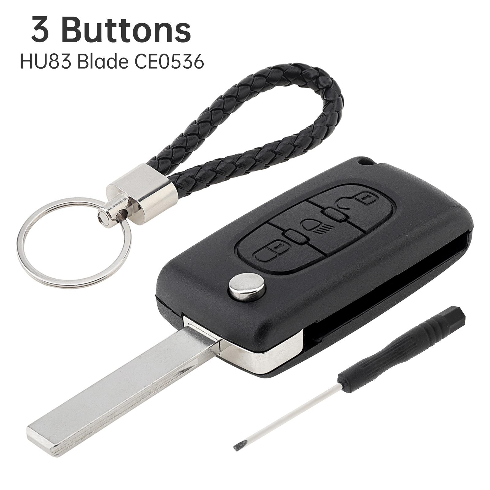 

Корпус флип-ключа с 3 кнопками, износостойкий, замена для 207-407 Citroen C1-C4 с брелоком и отверткой