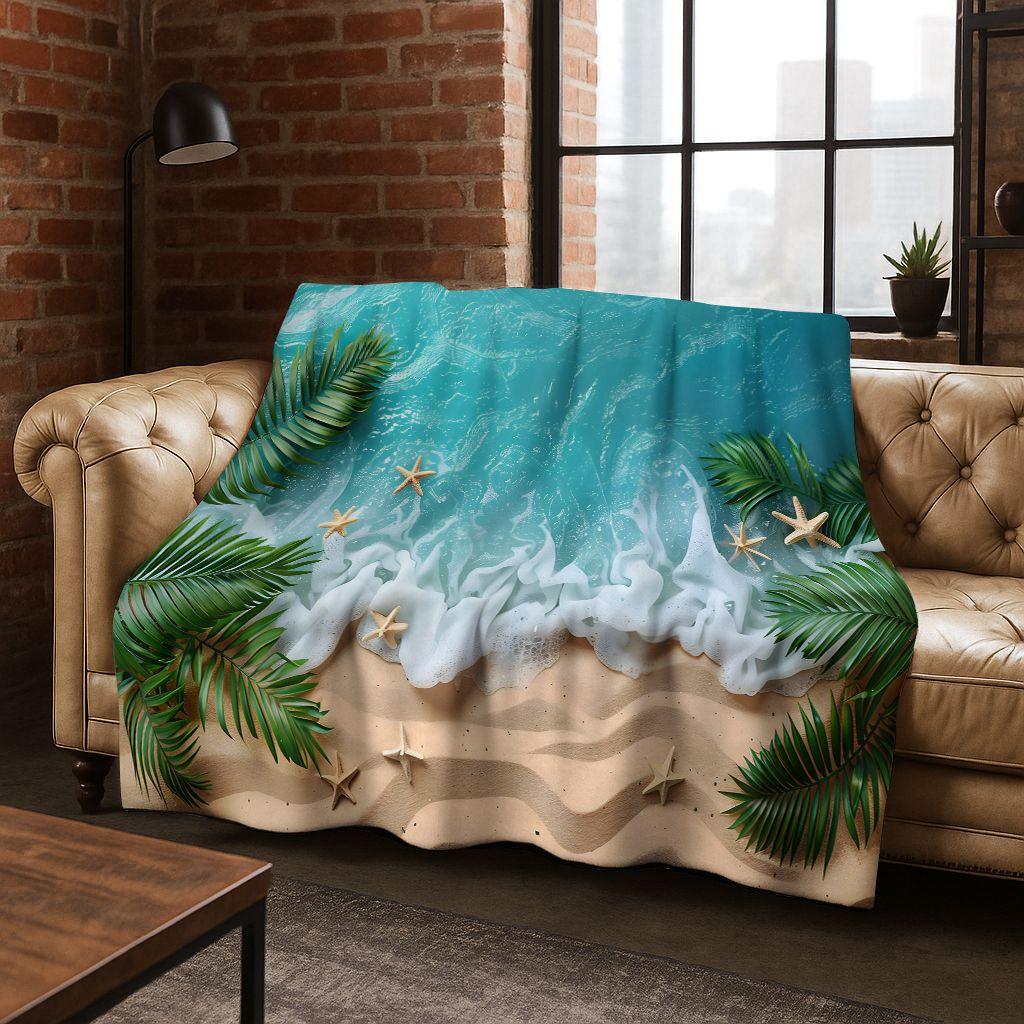 Traum Seestern Muschel Tropischer Strand Seestern Kunst Flanell Decke, Gemütliche Weiche Überwurfdecke für Zuhause Schlafzimmer Bett Sofa Abdeckung Geschenk