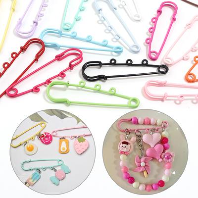 6 pièces Épingles de sûreté Broche Base vierge Broches pour broche avec 3 boucles Broche en métal colorée Charms de broche DIY Pour accessoires de fabrication de bijoux