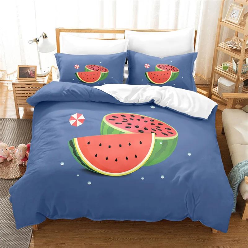 Cartoon Fruit Duvet Cover Tropical Avocado Bedding Set Microfiber Comforter Cover King For Kids Teen Room Decor Birthday Present