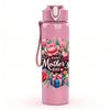 1PC Retro Floral Bouquet 750ml Color Plastic Sports Water Bottle Leakproof Flip Straw Lid Suitable for Sports Office Home Use