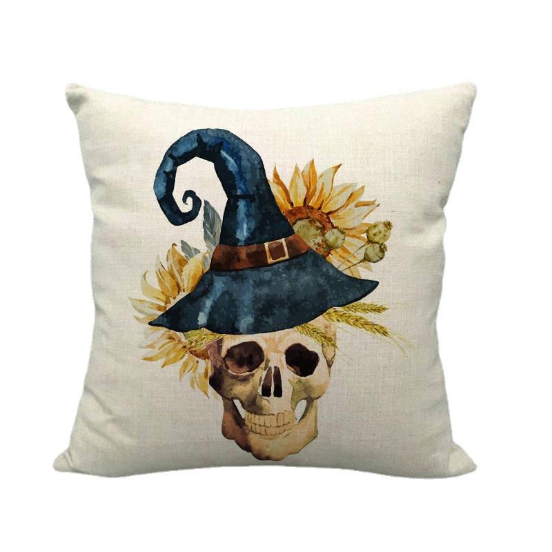 Nordic Halloween Skull Series Digital Printing Short Plush Pillow Covers for Car Sofa Office Cushion Cover Home Goods