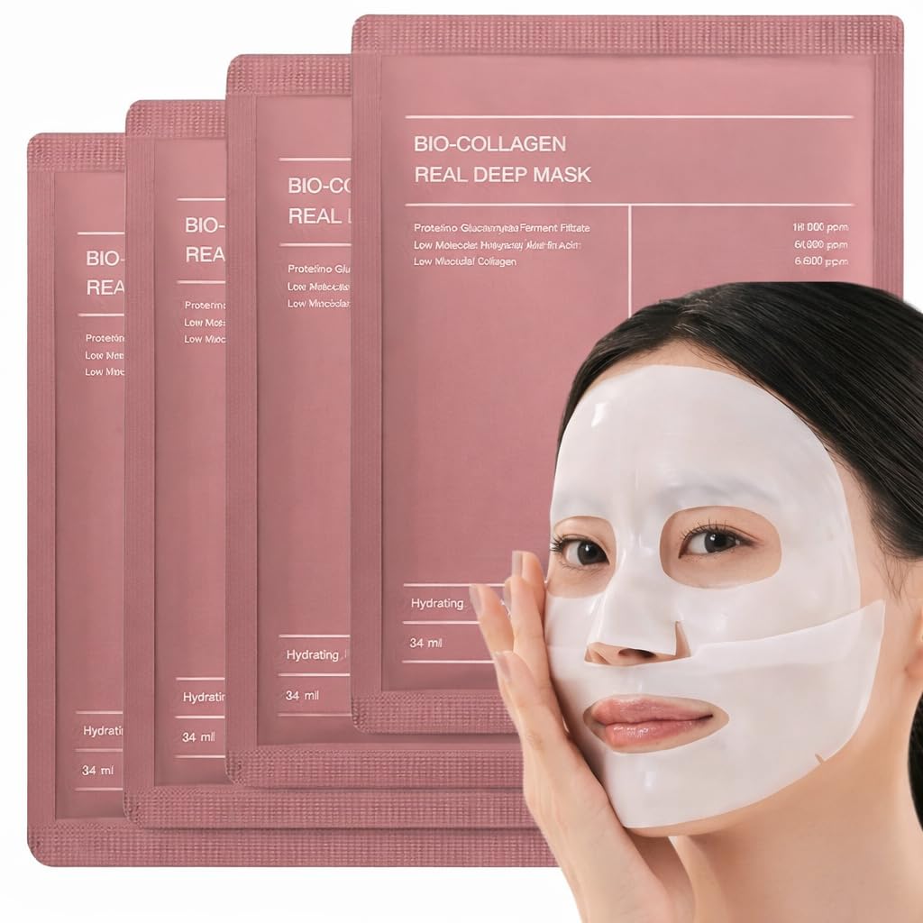 Bio-Collagen Real Deep Face Mask Night Mask - Hydrating Overnight Hydrogel Korean Glass Skin Face Mask for Deep Hydration, Wrapping Peel-Off Facial