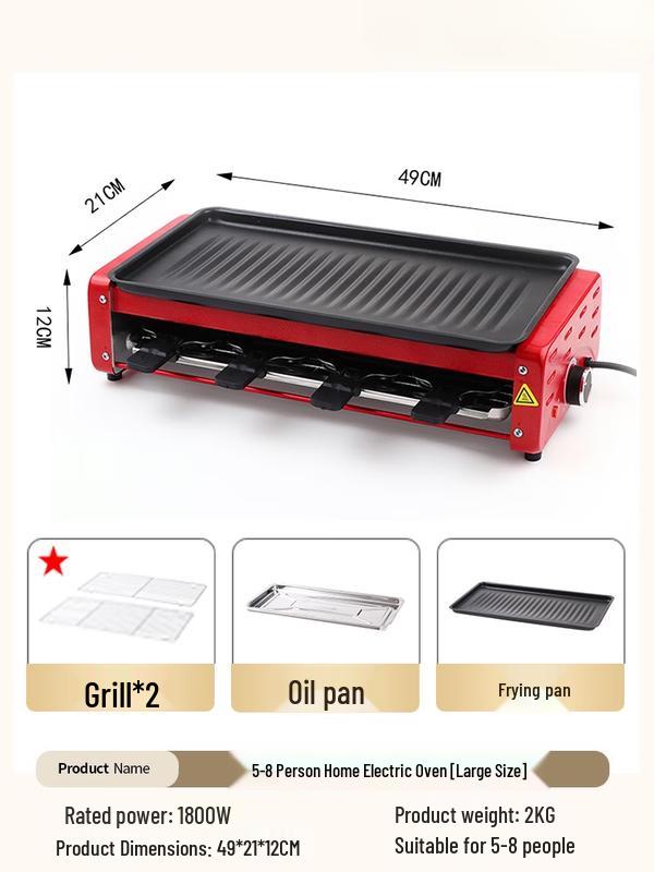 Double-Layer Electric BBQ Grill with Large Griddle