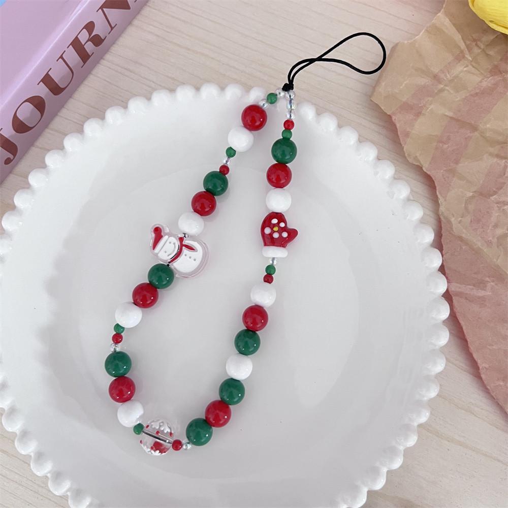 1PC Christmas Mobile Phone Chain Color Chain CCD Hanging Decoration Hanging Rope Cute Bead DIY Camera Dopamine Explosion