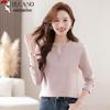 Women's Plus Size V-Neck Long-Sleeve Cotton T-Shirt