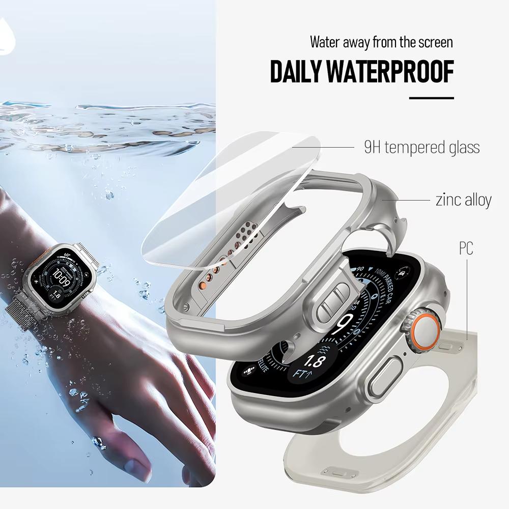 Funda para Apple Watch Ultra 3 2 49 mm Parachoques Protector Resistente con Protector de Pantalla Cubierta de Aleación de Zinc de Lujo iWatch Ultra2 49 mm