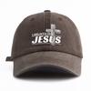 1pc JESUS Print Washed Baseball Cap for Adults,  Minimalist Retro Style Casual Soft Adjustable Dad Hat, Perfect As Gift