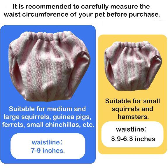 2PCS Small Pet Diapers,Adjustable Sugar Glider Diapers Climbing Diapers,Washable,Specially Designed for Use On Pet Squirrels Small Medium Guinea Pig.