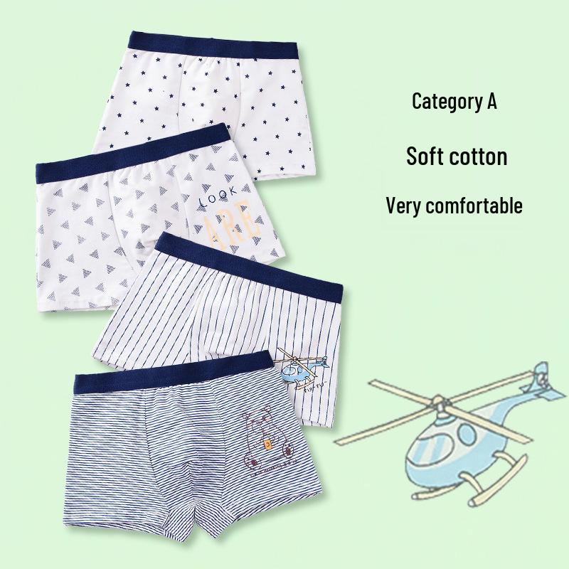 Dětské kreslené bavlněné boxerky se středním pasem - Prodyšné studentské spodní prádlo třídy A