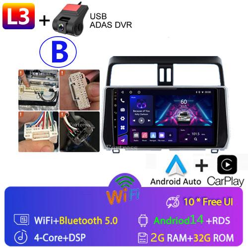 For Toyota Land Cruiser Prado 150 2018 2019 - 2022 Carplay 360 Camera Auto Android 13Car Radio Multimedia Player GPS Stereo Wifi