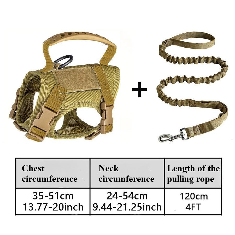 Tactical chest harness vest-style traction rope anti-escape adjustable outdoor cat leash for pets dog chain camouflage pattern