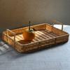 New Plastic Storage Tray with Handle Wicker Woven Woven Basket Multifunction Rectangular Serving Tray Dining Table