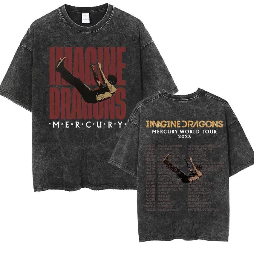Imagine Dragons Band Loom Tour New Album T Shirts Men Women Fashion Hip Hop Style Retro Washed T-shirt Loose Short Sleeve